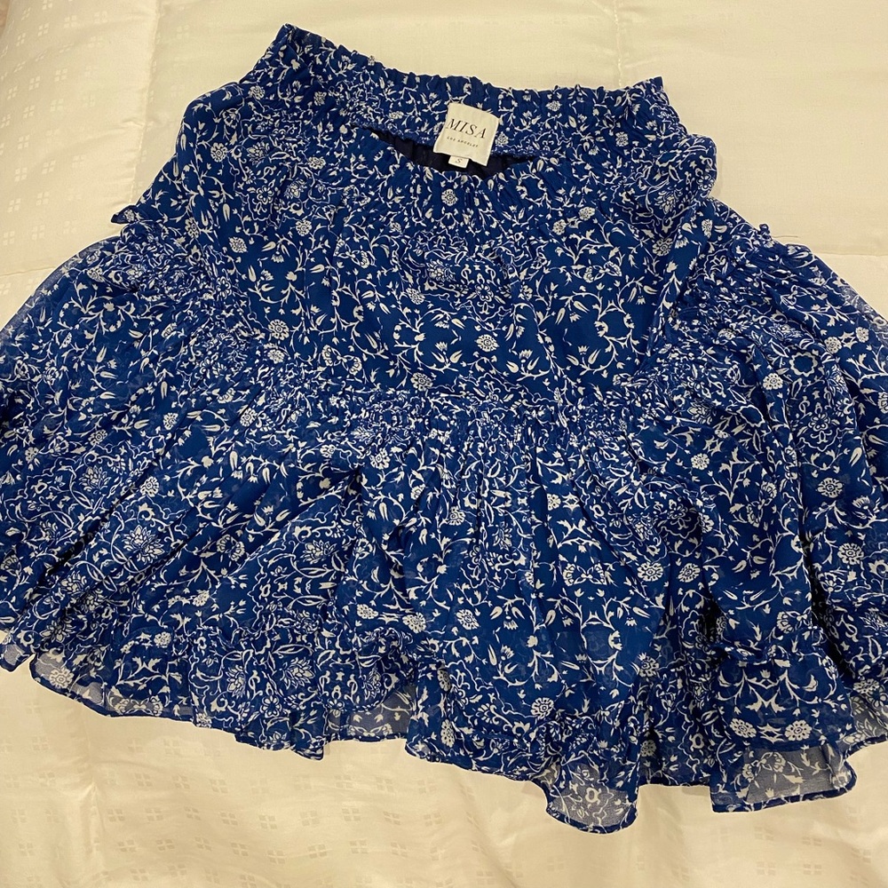 MISA blue floral print skirt